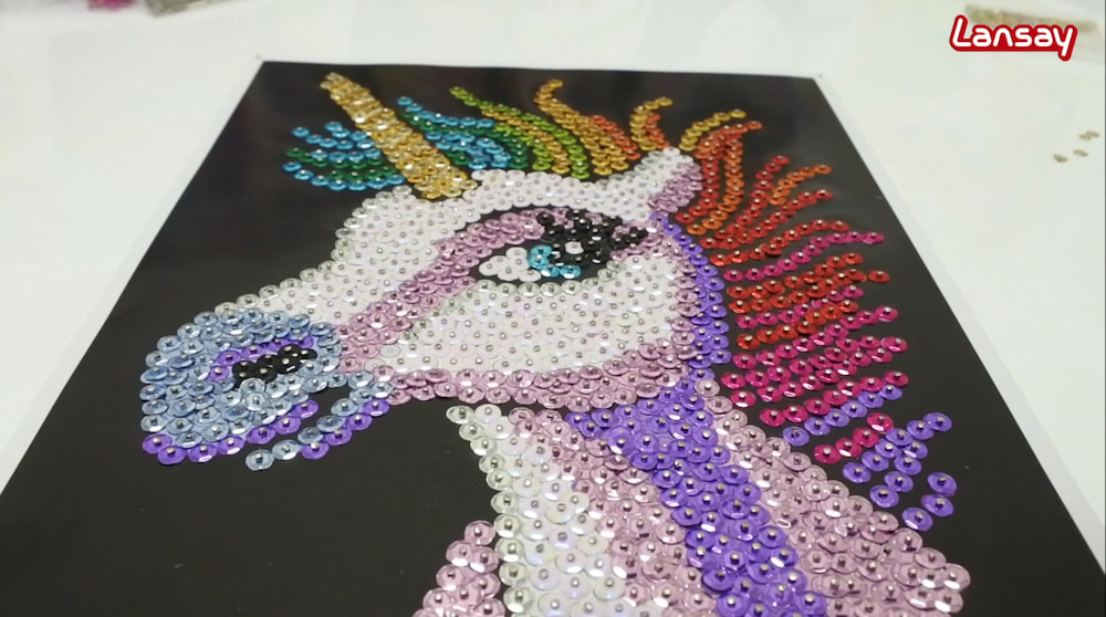 Unicorn, 3D Sequin Art - DIY Unicorn Craft Kit - Craft For Kids