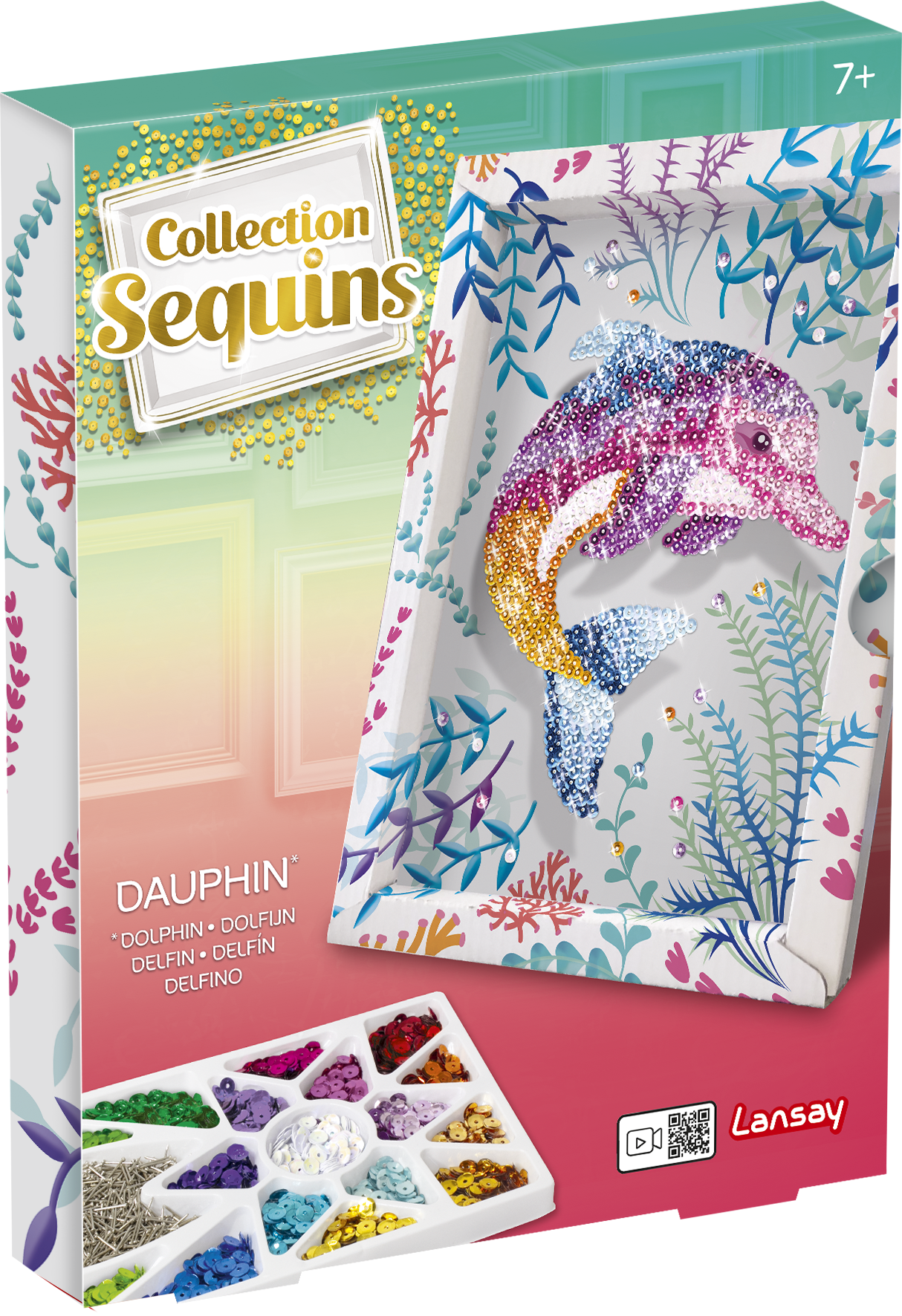 Collection sequins, création artistique, loisir créatif, dauphin, paillettes, activité calme enfant