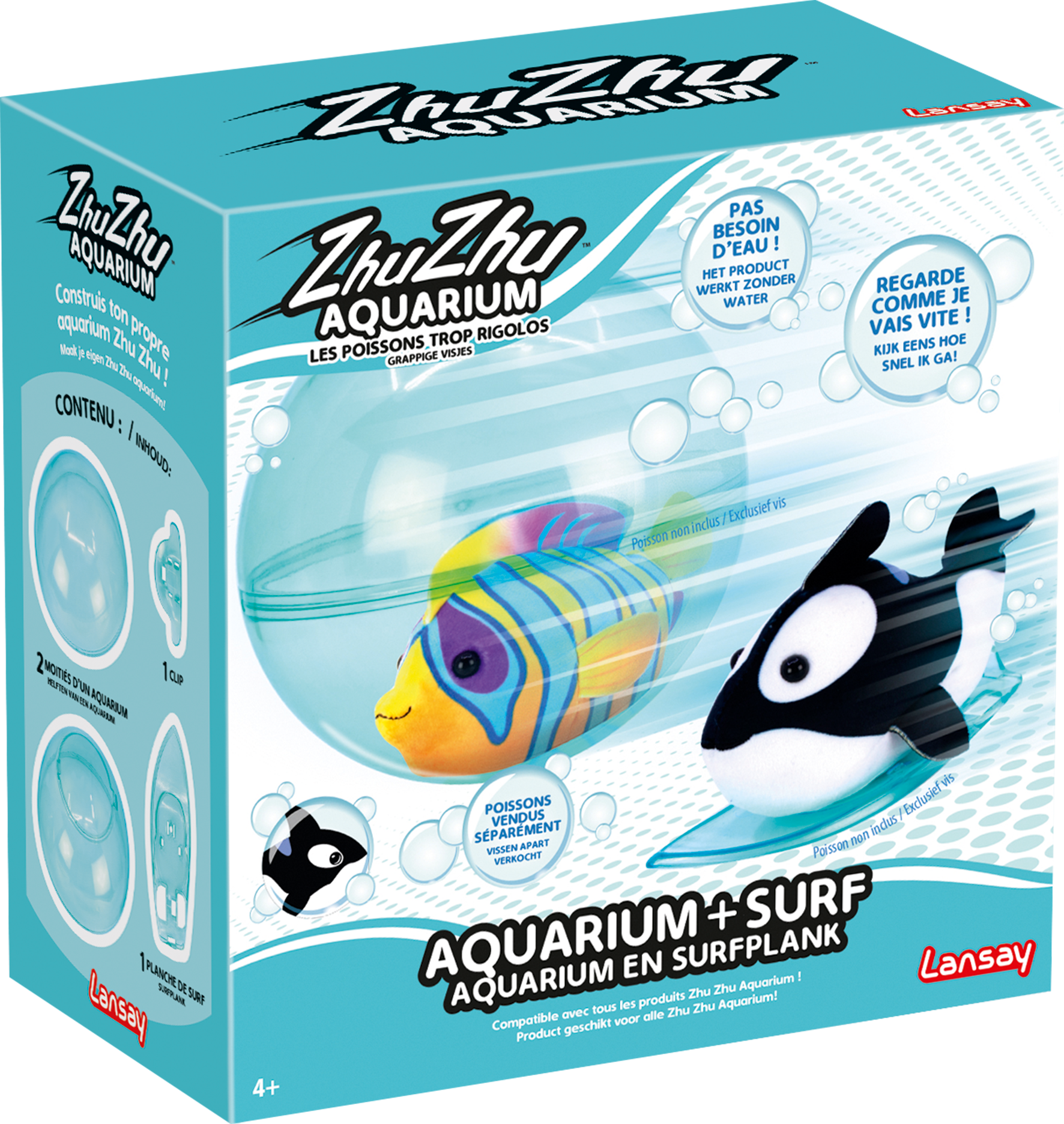 Zhuzhu Aquarium, jouet, peluche électronique, peluche poisson, 3 ans, accessoire Zhuzhu, aquarium et surf