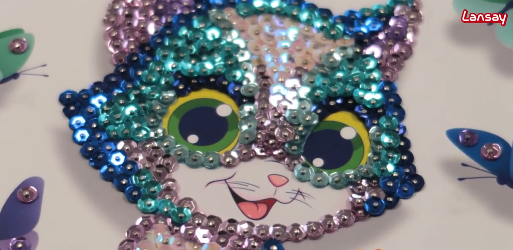 Collection sequins, création artistique, loisir créatif, dauphin, paillettes, activité calme enfant, chat, cheval, licorne