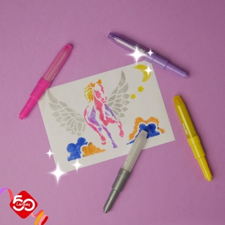 Blopens, dessins, coloriage, feutres, enfants, pochoirs, loisirs créatifs